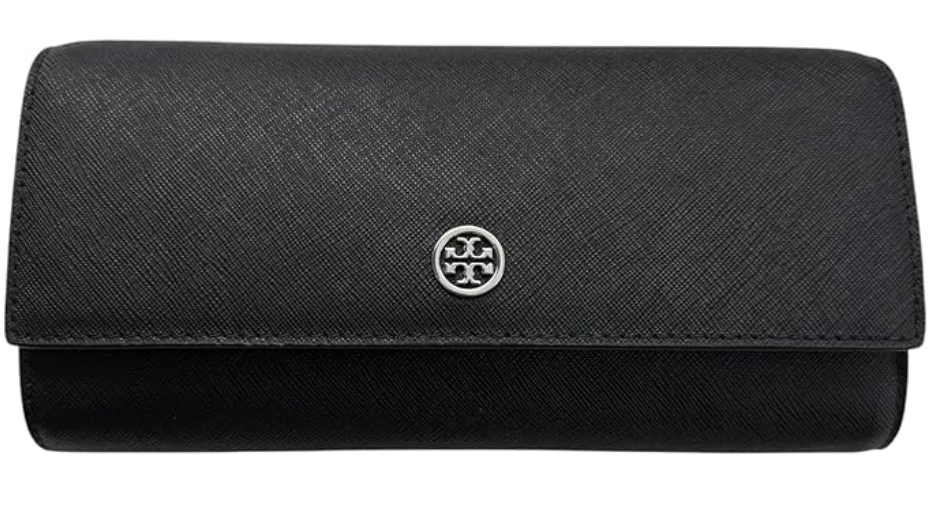 Tory Burch Women's Emerson Wallet on a Chain (Crossgrain Leather, Black)