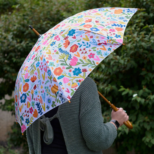 White Floral Umbrella