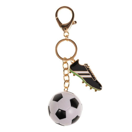 Soccer Ball Shoes Charm Keychain Bag Charm: Jet Black