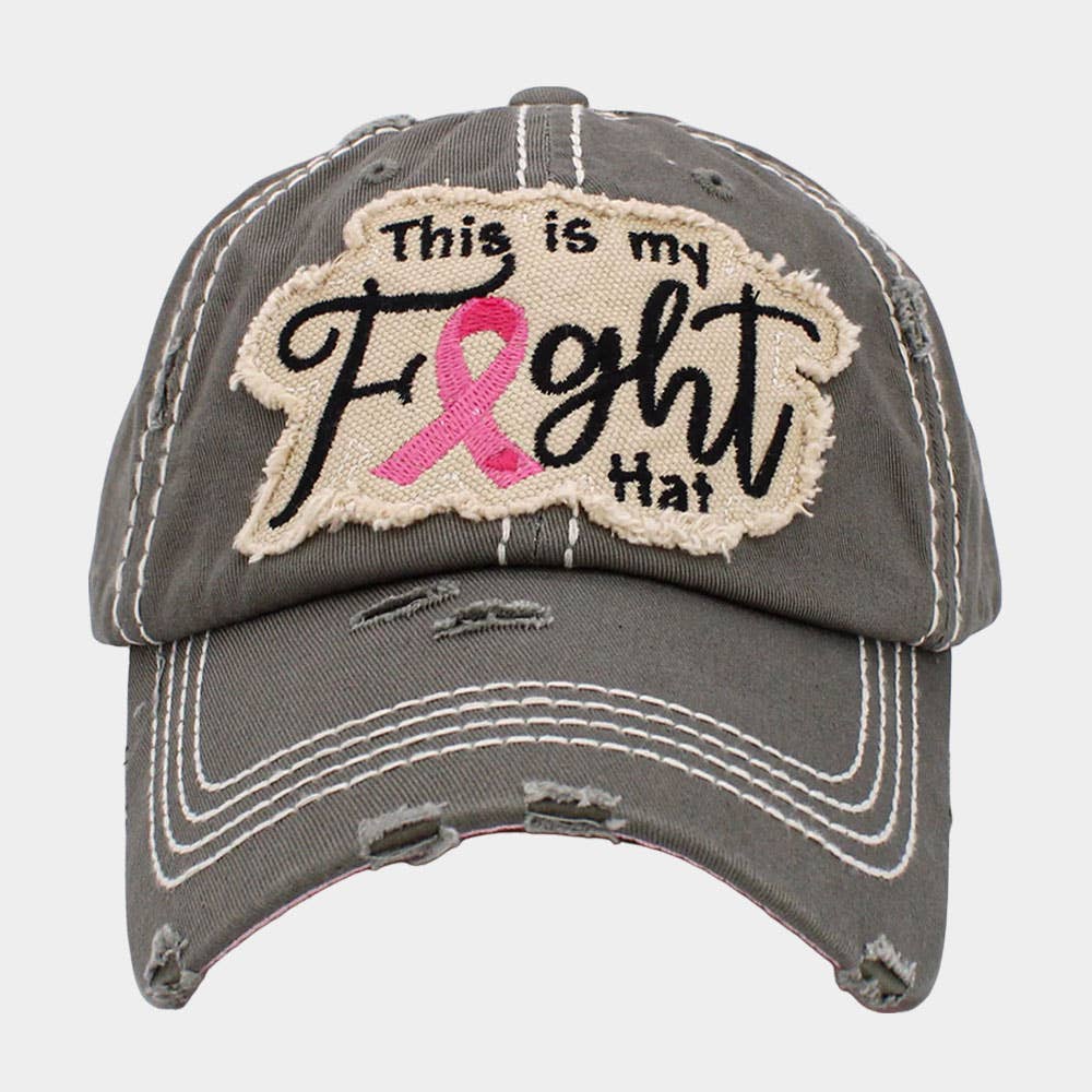 This Is My Fight Hat Message Pink Ribbon Accented Vintage Baseball Cap: Black