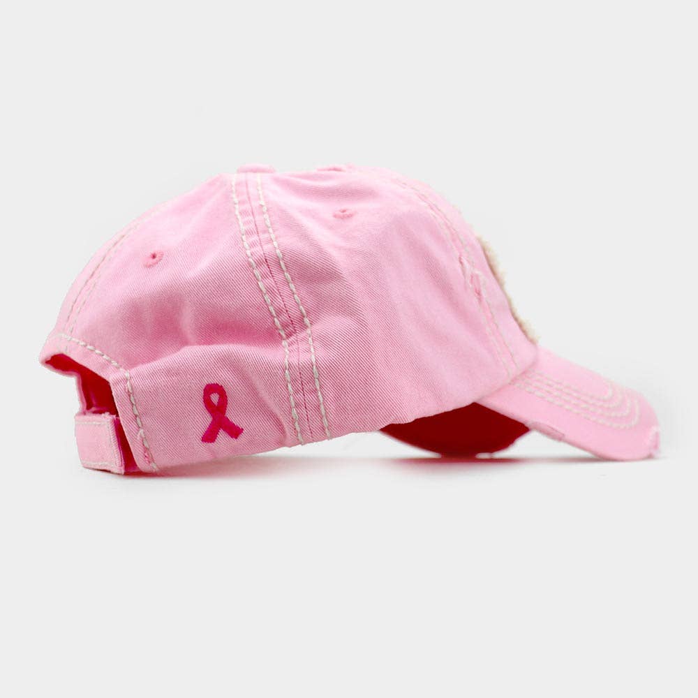 This Is My Fight Hat Message Pink Ribbon Accented Vintage Baseball Cap: Black