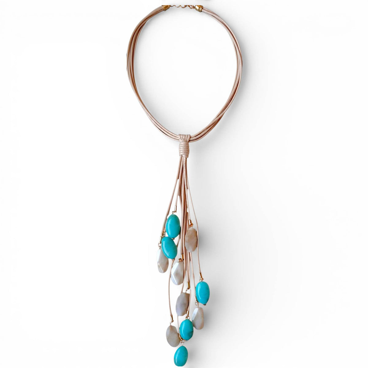 Long Turquoise Beaded Lariat | Summer Statement Necklace