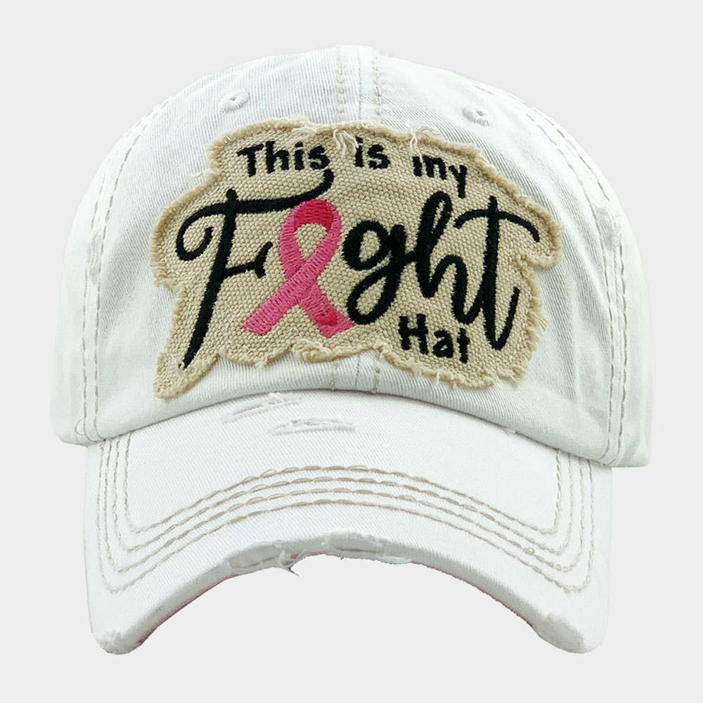 This Is My Fight Hat Message Pink Ribbon Accented Vintage Baseball Cap: Black