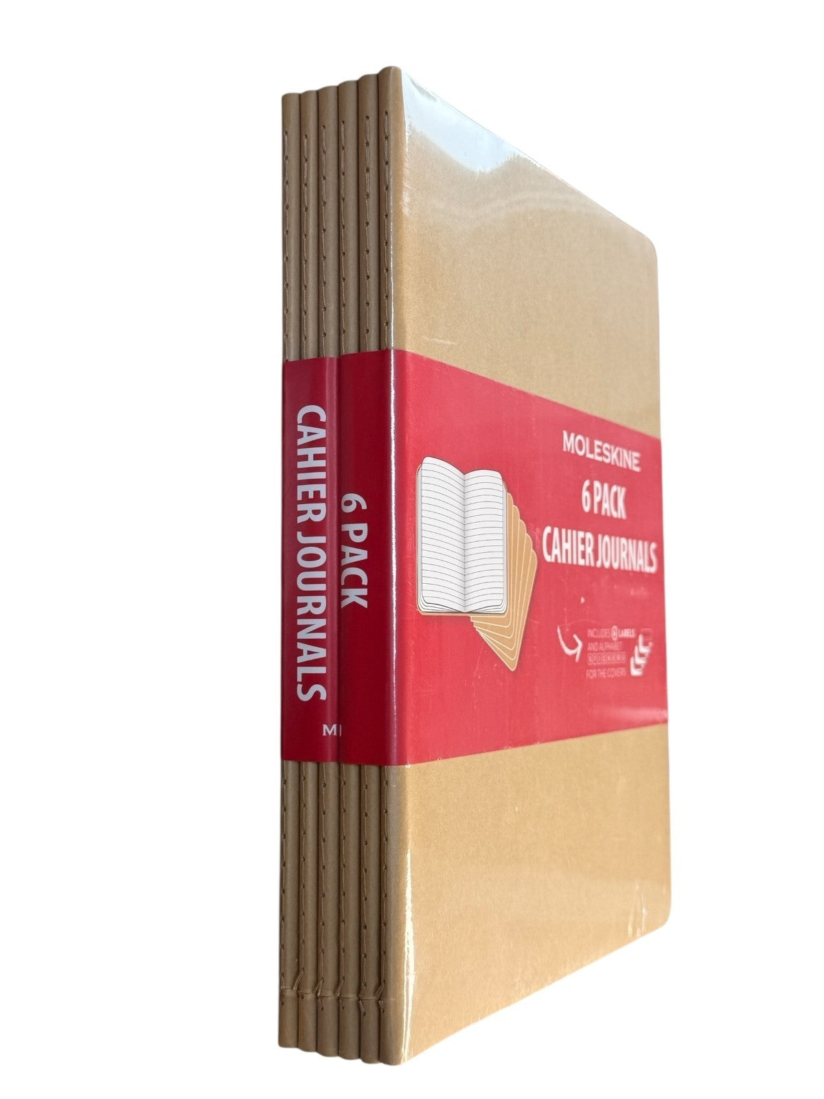 Moleskine Cahier Journals – 9-3/4″ x 7-1/2″, Ruled, Kraft, Pkg of 6