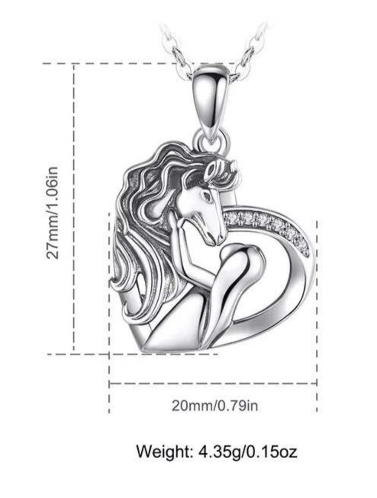 Beyond Joy 925 Sterling Silver Horse & Girl Pendant Necklace w/ Chain & Gift Box