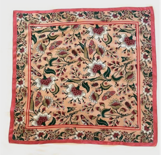 100% Silk Twill Square Scarf 35"x35" Hand-Rolled Hem Luxury Women Accessory Pink