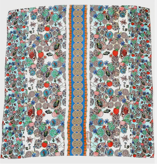100% Silk Twill Square Scarf 35"x35" Luxury Women Accessory Mint: Holy Cross