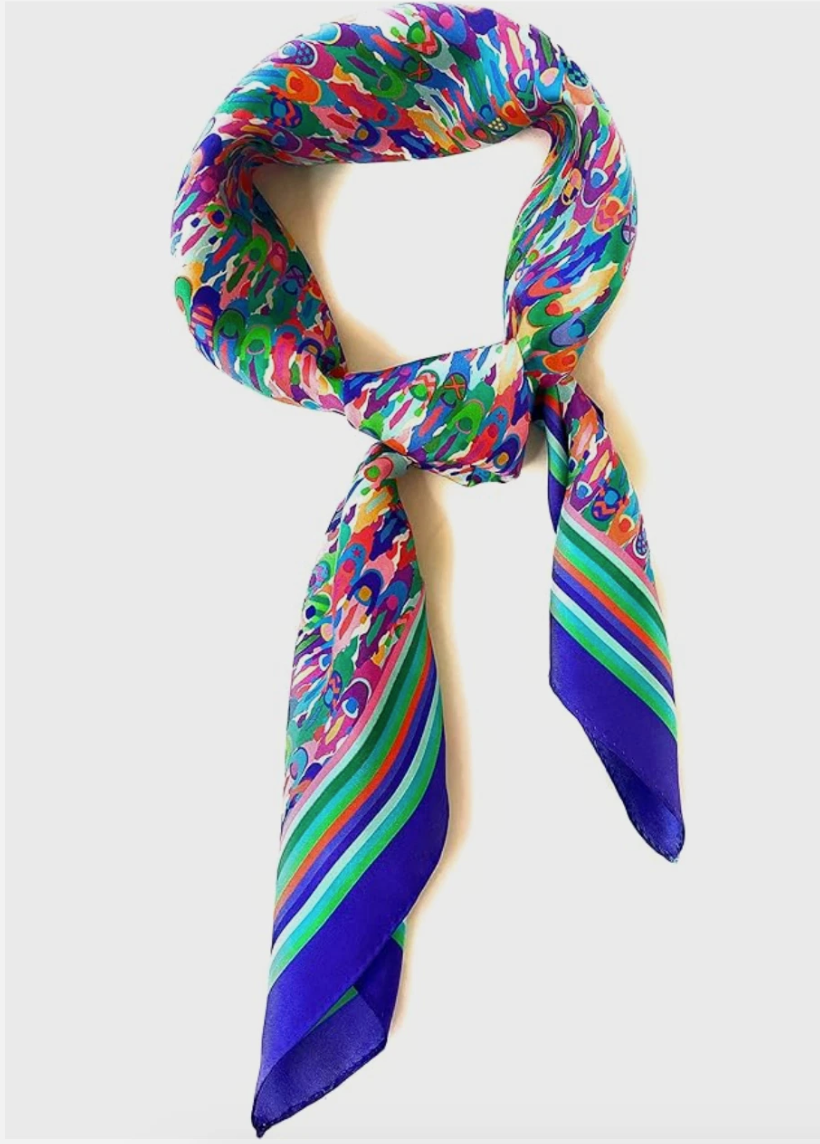 100% Silk Twill Square Scarf 35"x35" Luxury Women Accessory Indogo: Winter Derby