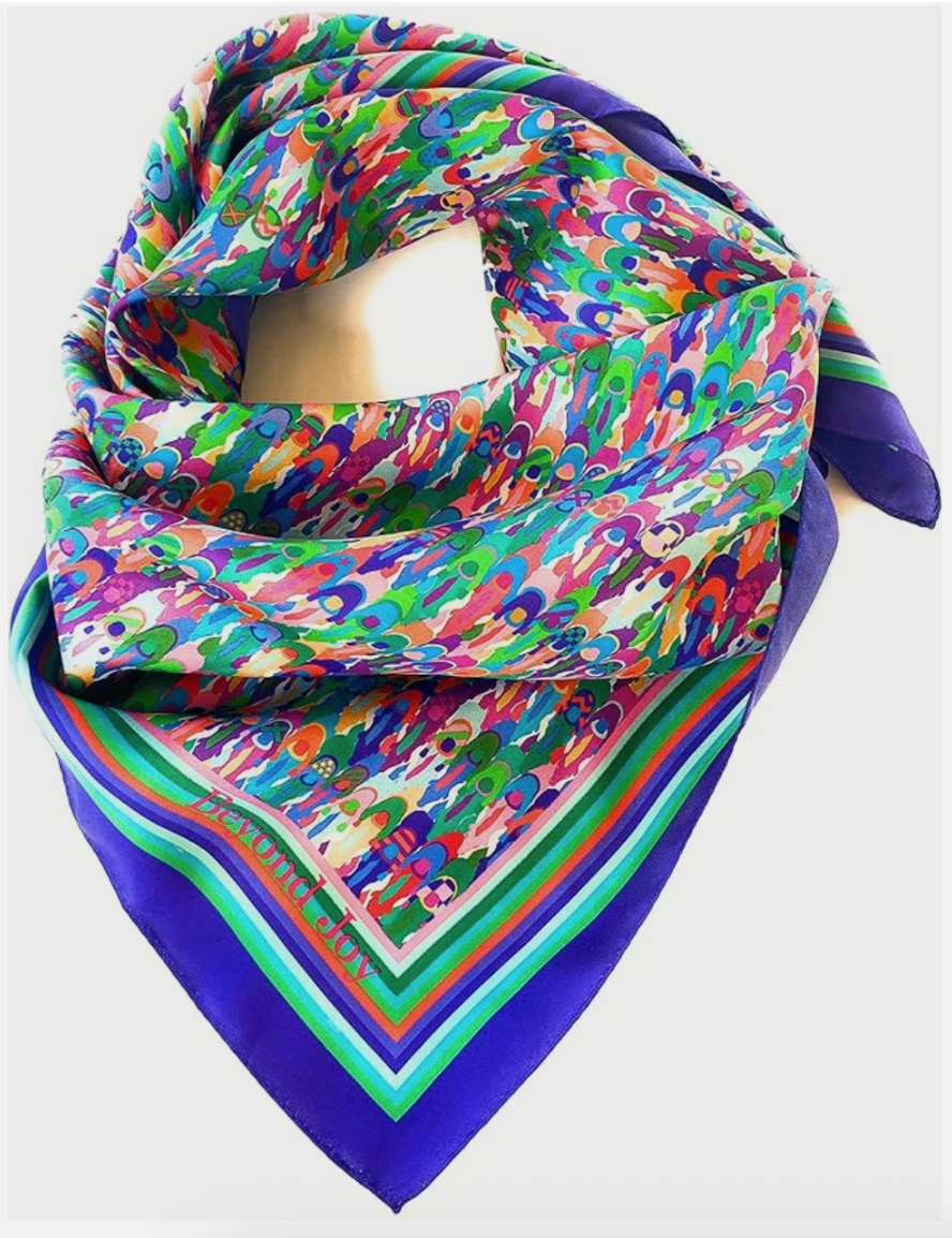 100% Silk Twill Square Scarf 35"x35" Luxury Women Accessory Indogo: Winter Derby