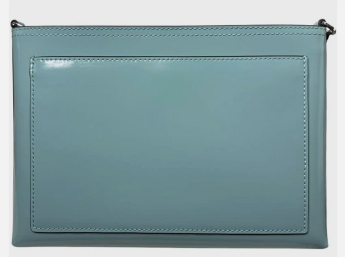 Tory Burch Blake Swingpack Patent Leather Crossbody Shoulder Bag Angel Blue