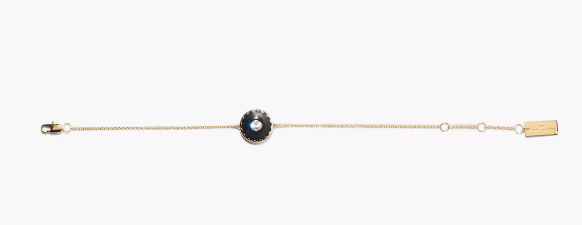 Marc Jacobs Medalion Logo Disc Enamel Bracelet Black Gold NWT