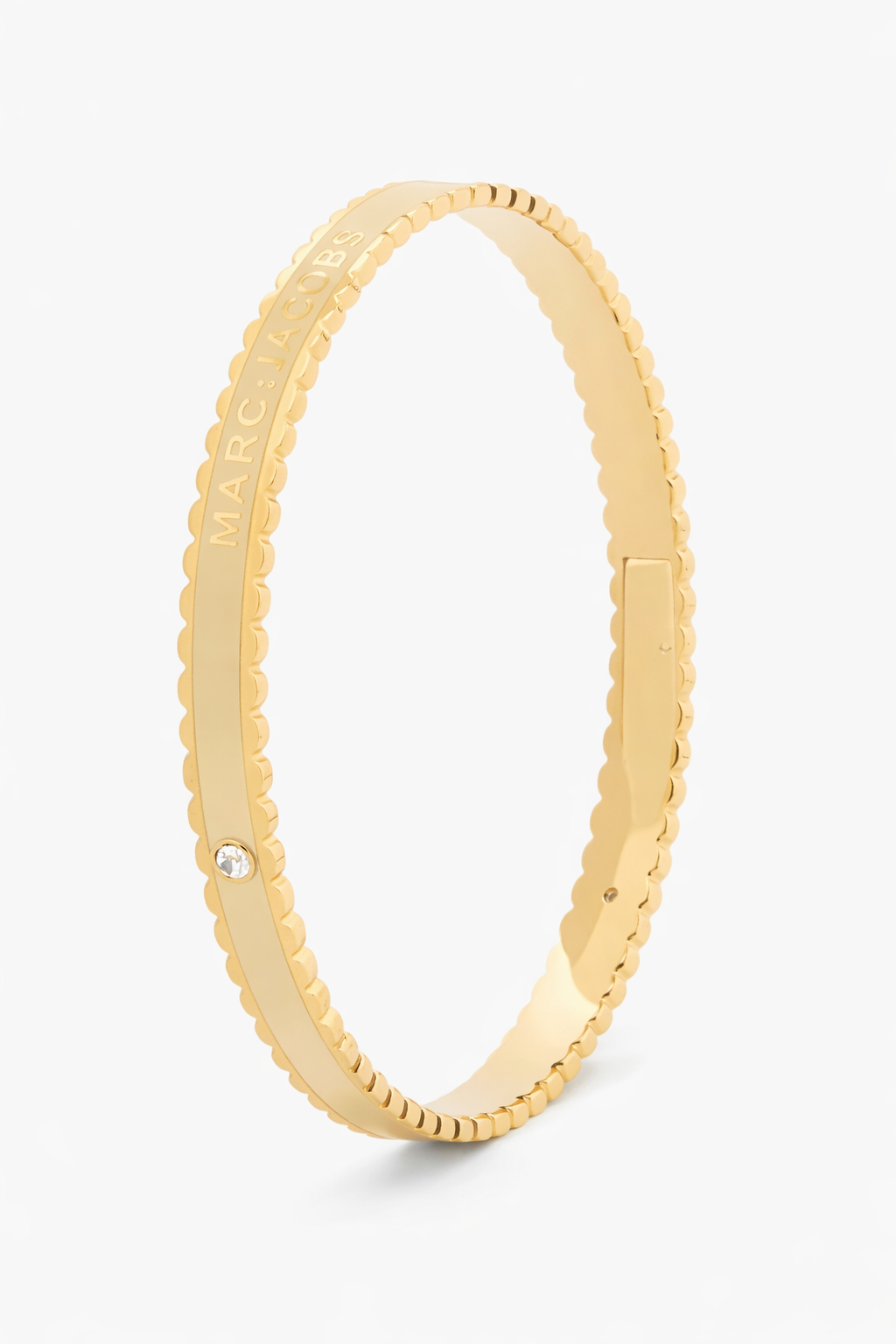 Marc Jacobs Signed Bangle Bracelet Cream Gold Round 2.75 in NWT & Pouch