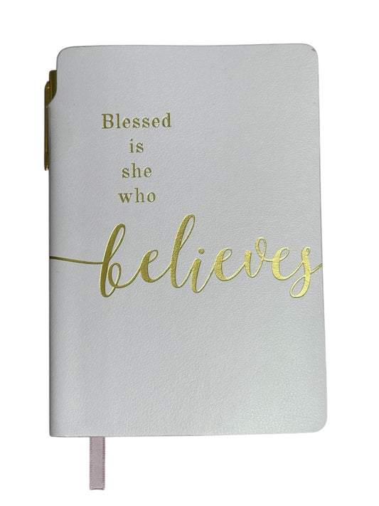 Eccolo, Pocket Pen Journal "Blessed is She Who Believes." Light Pink