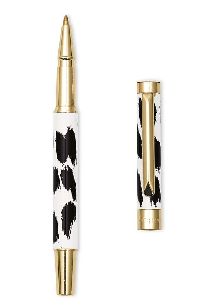 kate spade new york Black Ink Ballpoint Pen w Reusable Gift Box Modern Leopard
