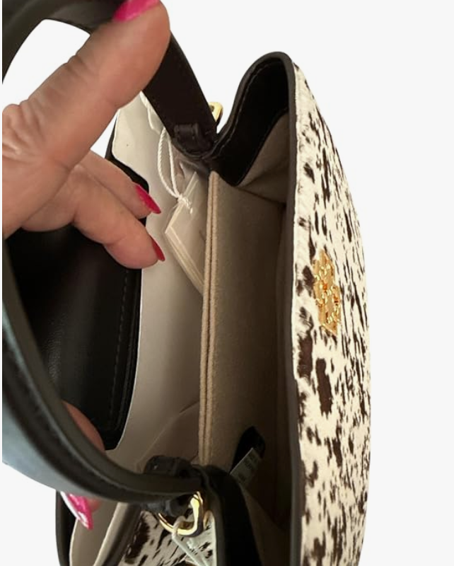 Tory Burch Britten Mini Satchel (Light Neutral Black Calf Hair)
