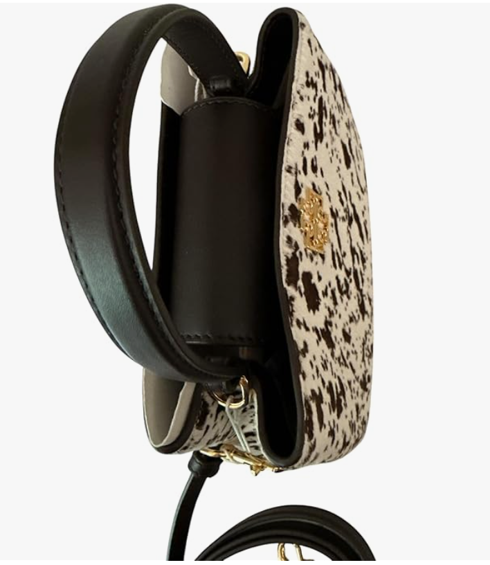 Tory Burch Britten Mini Satchel (Light Neutral Black Calf Hair)