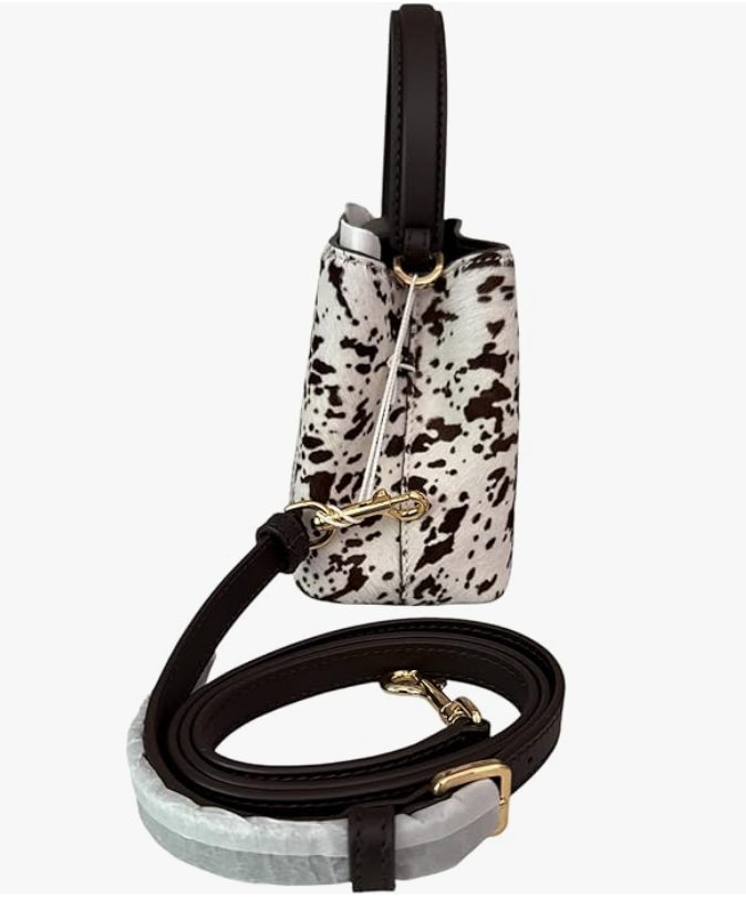 Tory Burch Britten Mini Satchel (Light Neutral Black Calf Hair)