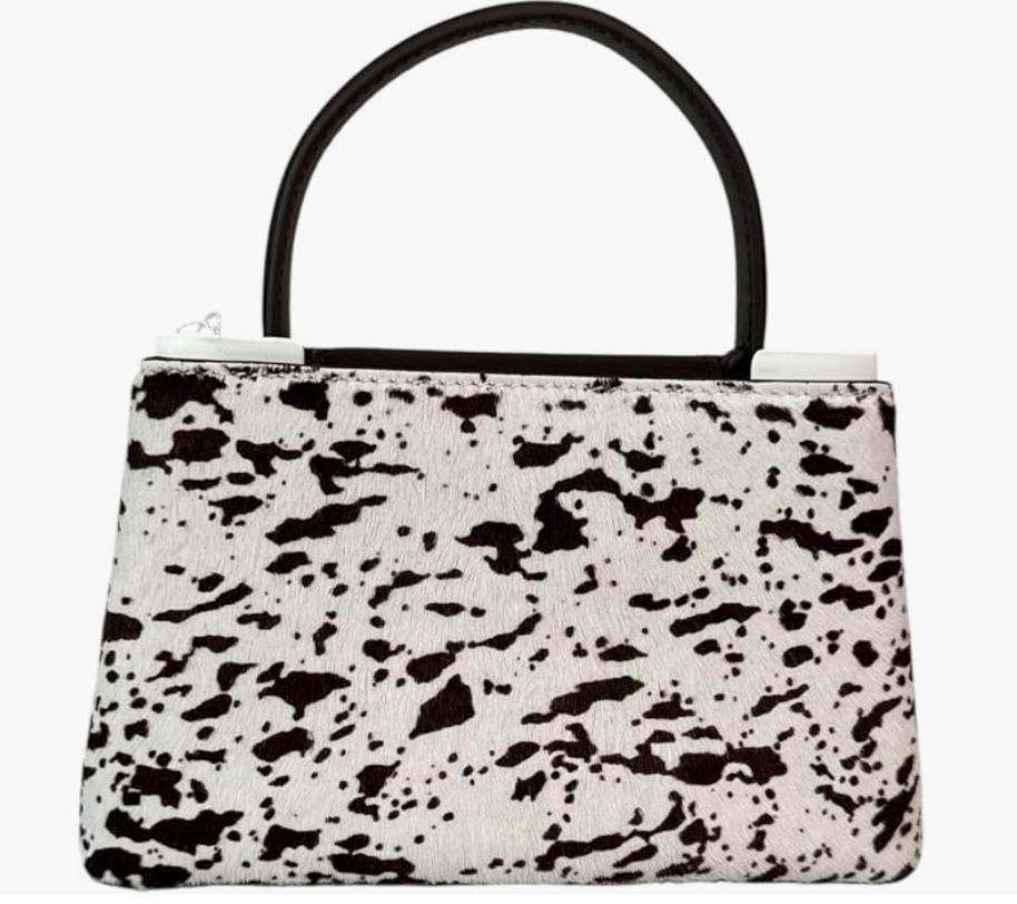 Tory Burch Britten Mini Satchel (Light Neutral Black Calf Hair)