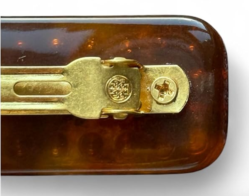 Tory Burch Roxanne Hair Barrette, Crystal Embellished, Brown with Yellow Floral