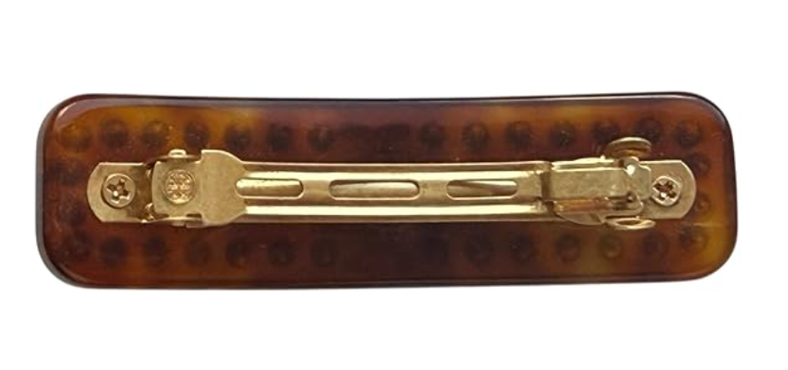 Tory Burch Roxanne Hair Barrette, Crystal Embellished, Brown with Yellow Floral