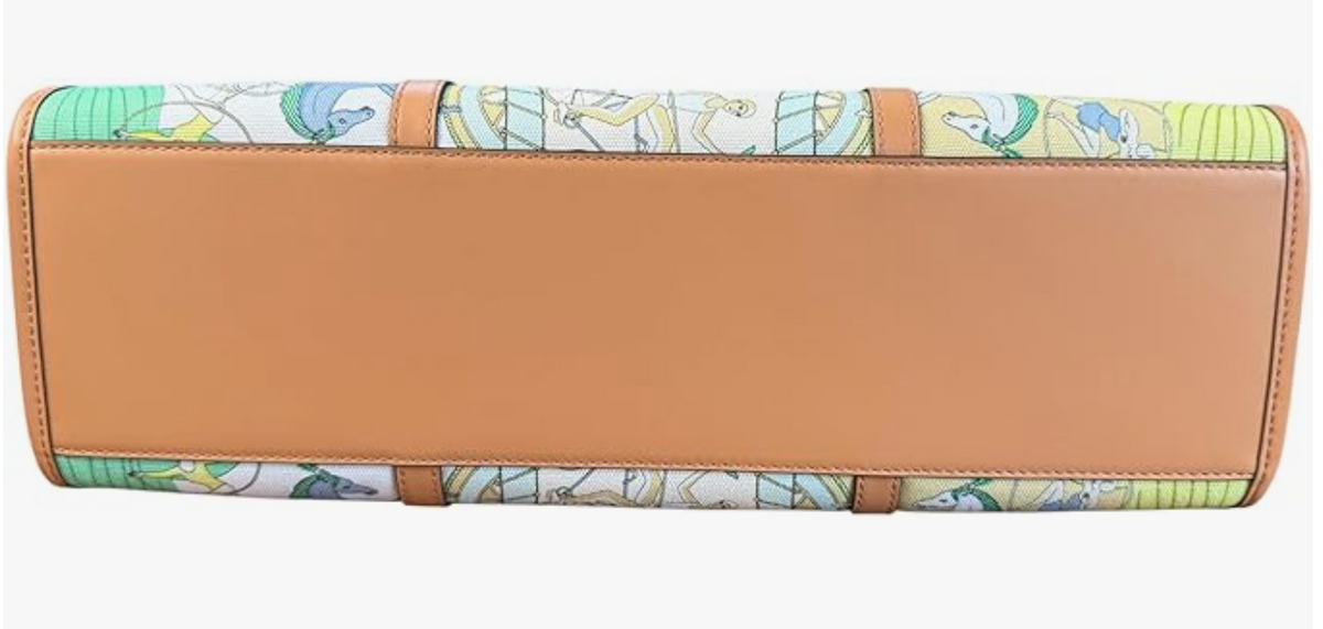 Tory Burch Blake Tote Bag XL, Printed Canvas with Leather Trim, Pastel Bicycle