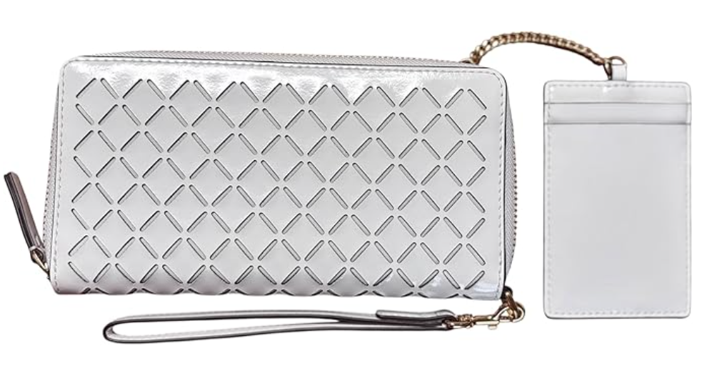 Tory Burch Emerson Perforated Zip Continental Wallet with ID Holder, Optic White