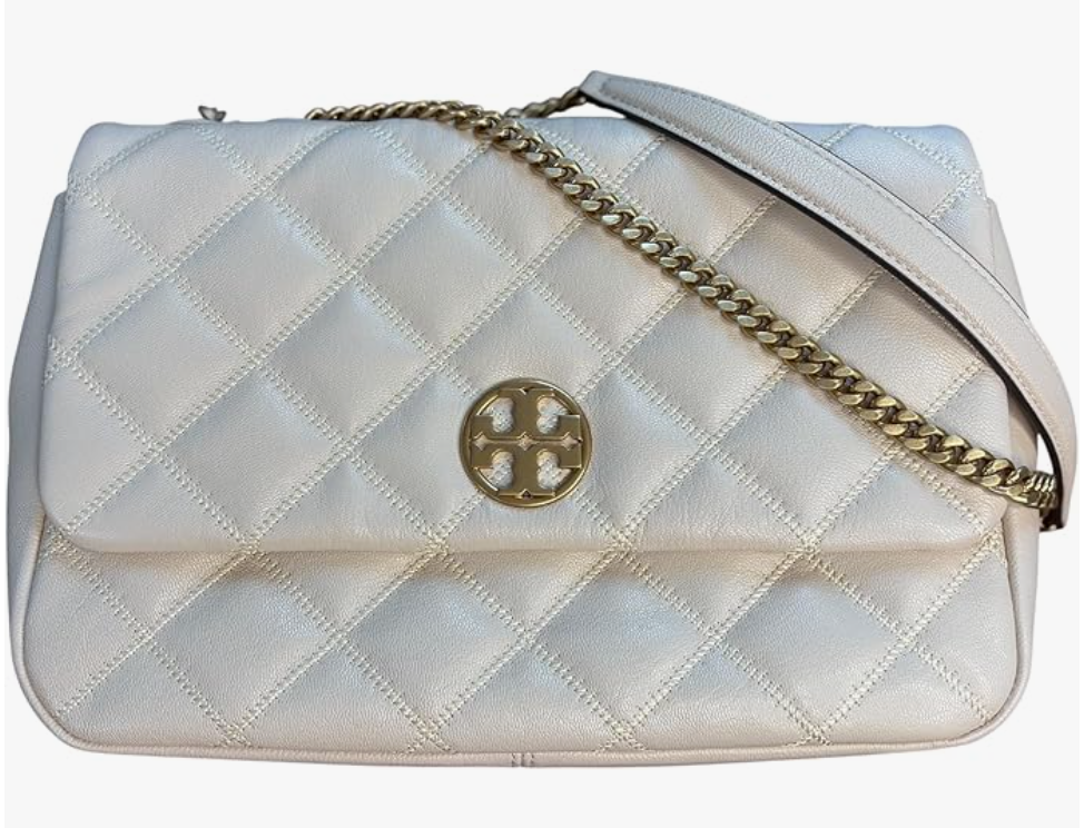 Tory Burch Willa Shoulder Bag New Brie Quilted Leather Convertible Chain Strap