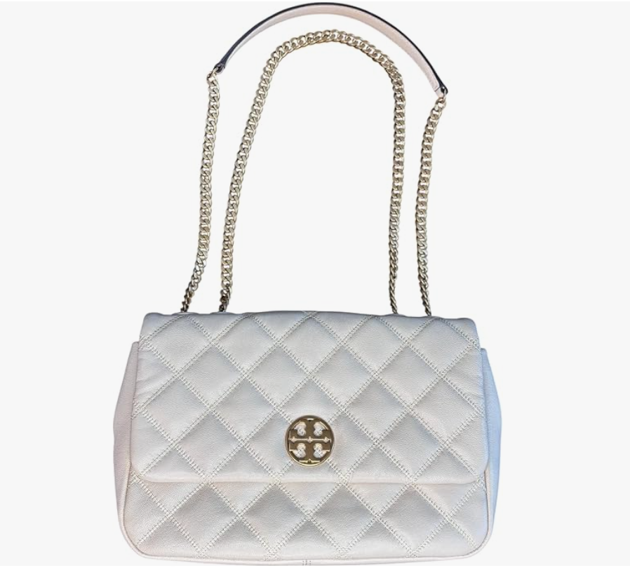 Tory Burch Willa Shoulder Bag New Brie Quilted Leather Convertible Chain Strap