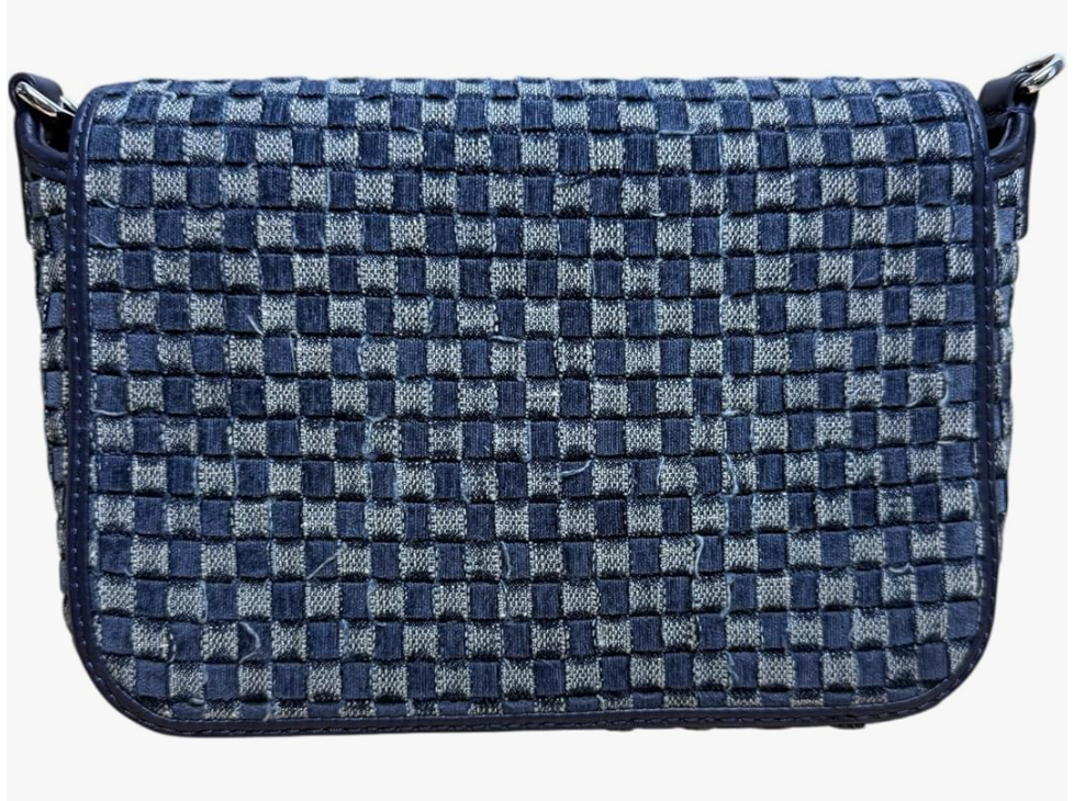 Tory Burch Denim Leather Thea Flap Crossbody Shoulder Bag