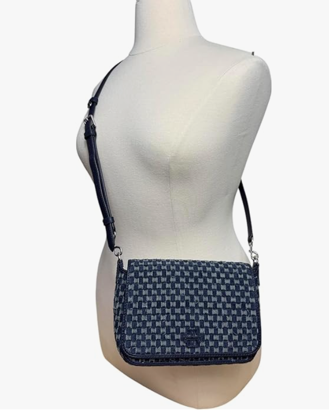 Tory Burch Denim Leather Thea Flap Crossbody Shoulder Bag