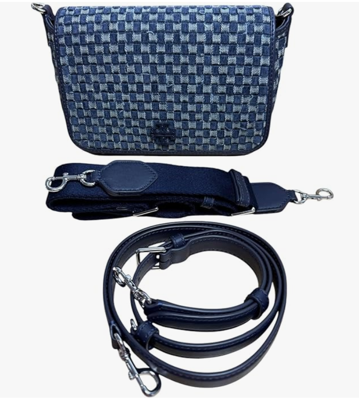 Tory Burch Denim Leather Thea Flap Crossbody Shoulder Bag