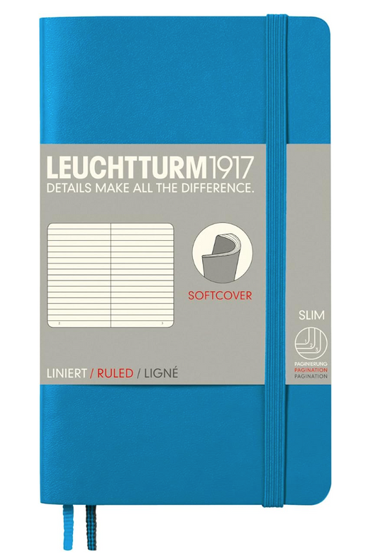 LEUCHTTURM1917 349275 Notebook, Softcover, Pocket (A6), Ruled, Azure