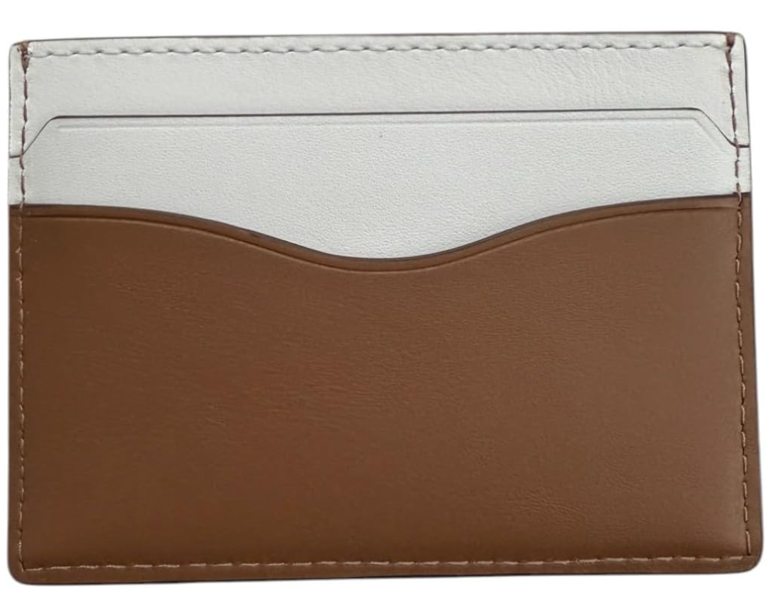 Tory Burch Women's Emerson Soft Colorblock Slim Card Case (Optic White/Moose)
