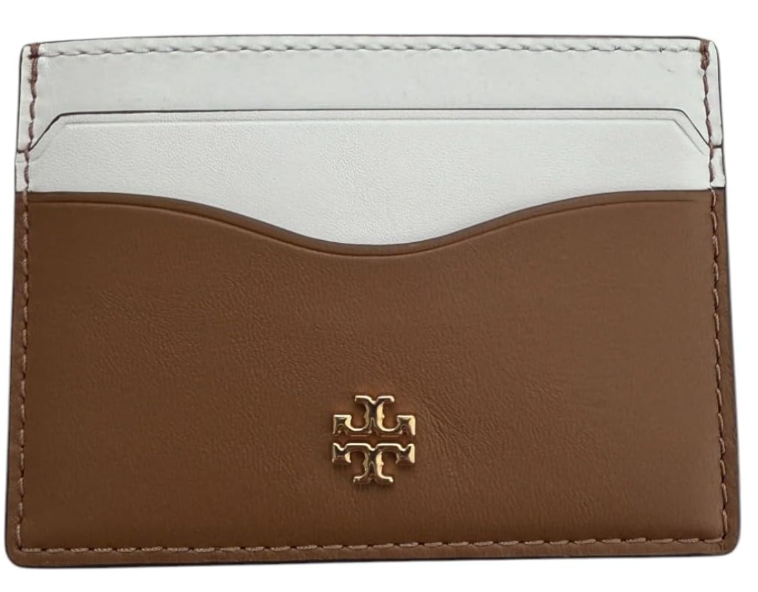 Tory Burch Women's Emerson Soft Colorblock Slim Card Case (Optic White/Moose)