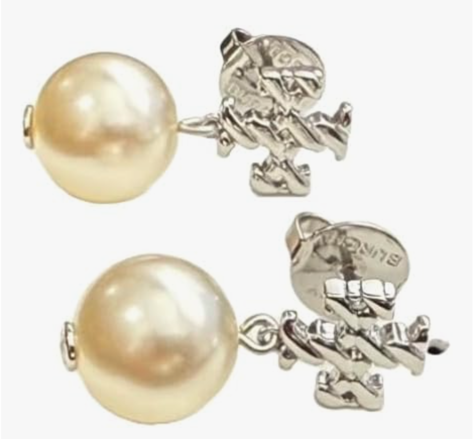 Tory Burch Textured Rope Logo Pearl Drop Earring (Tory Silver Pearl)