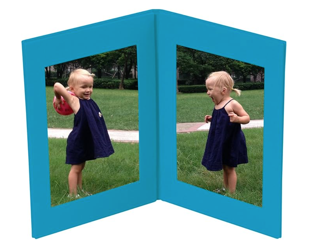 Semikolon - Doppio Photo Frame Tabletop Linen Cover Frame for Photos, Turquoise