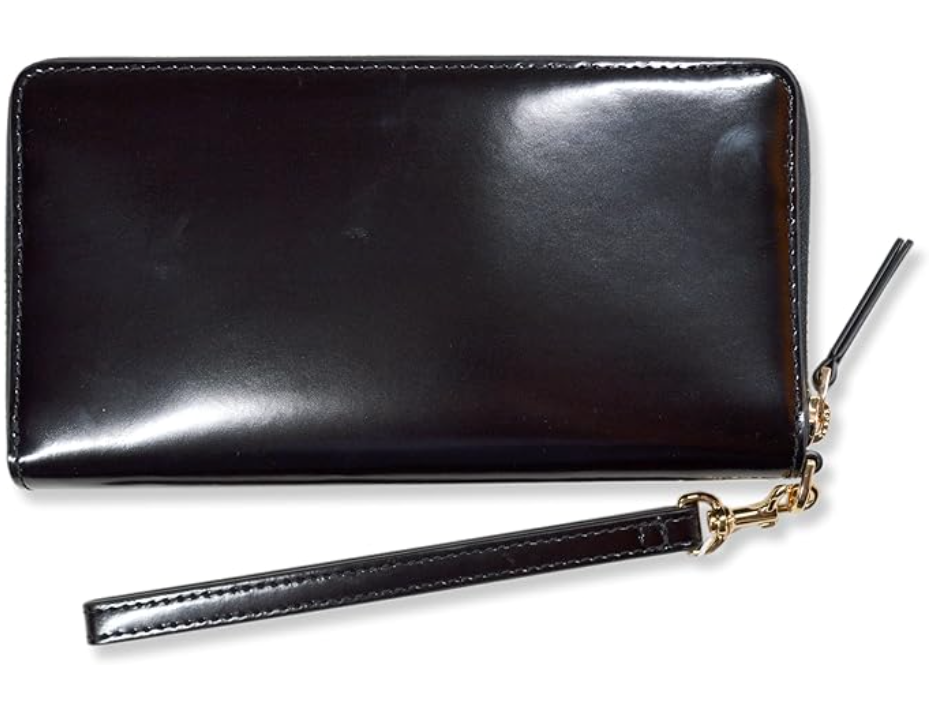 Tory Burch Womens 162753 Emerson Patent Zip Around Continental Wallet, Black