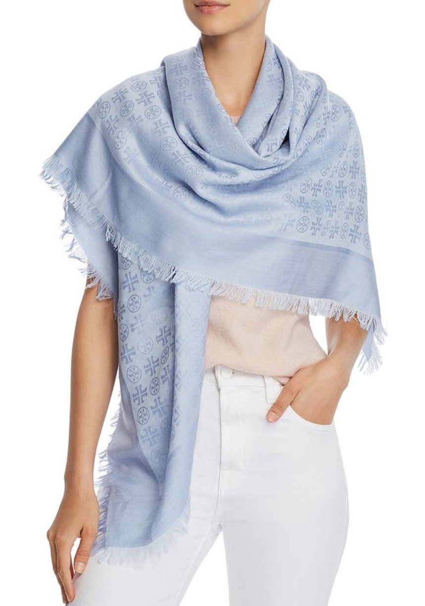 Tory Burch Logo Jacquard Traveler Seltzer 56" x 56" OS Brand New MSRP $278
