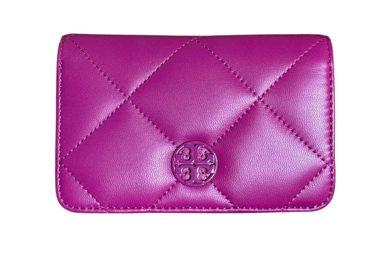 Tory Burch Willa Soft Quilt Medium Leather Wallet, Fuchsia, Diamond Stitched NEW