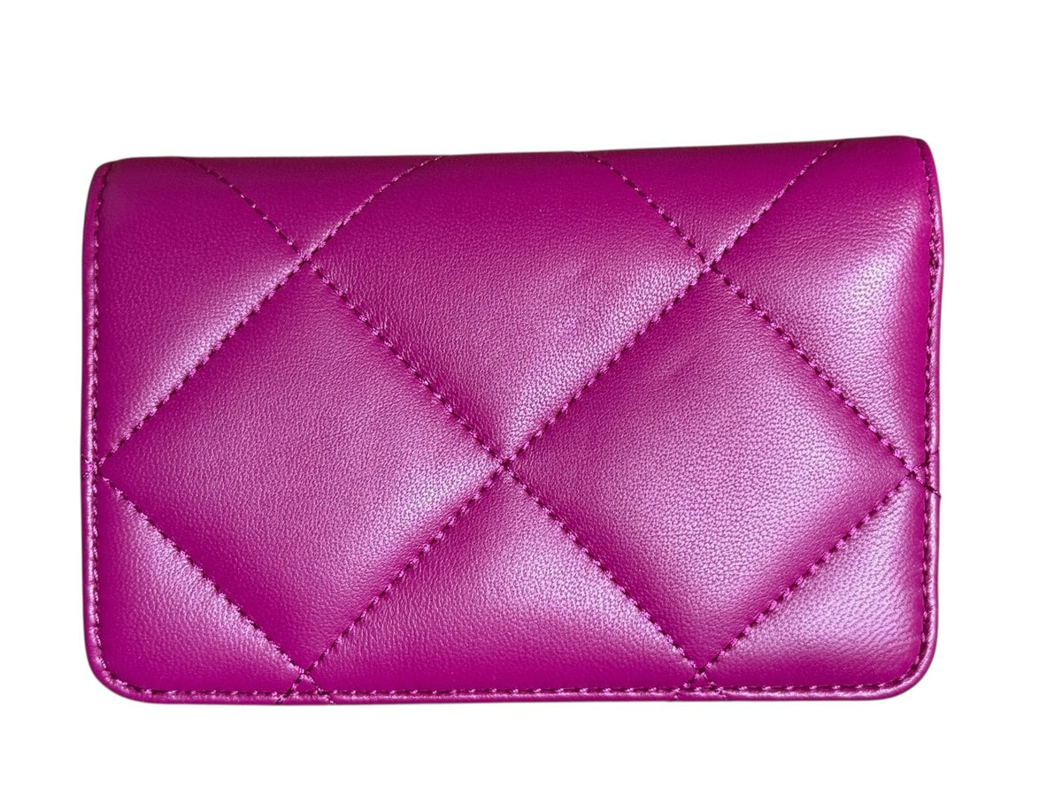Tory Burch Willa Soft Quilt Medium Leather Wallet, Fuchsia, Diamond Stitched NEW
