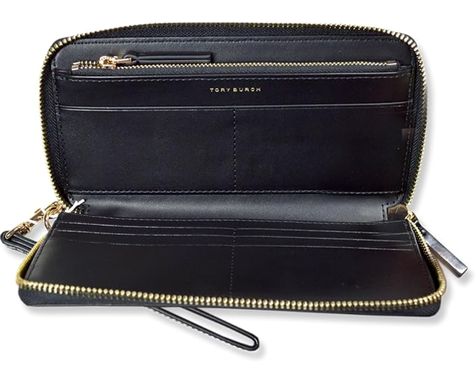 Tory Burch Womens 162753 Emerson Patent Zip Around Continental Wallet, Black