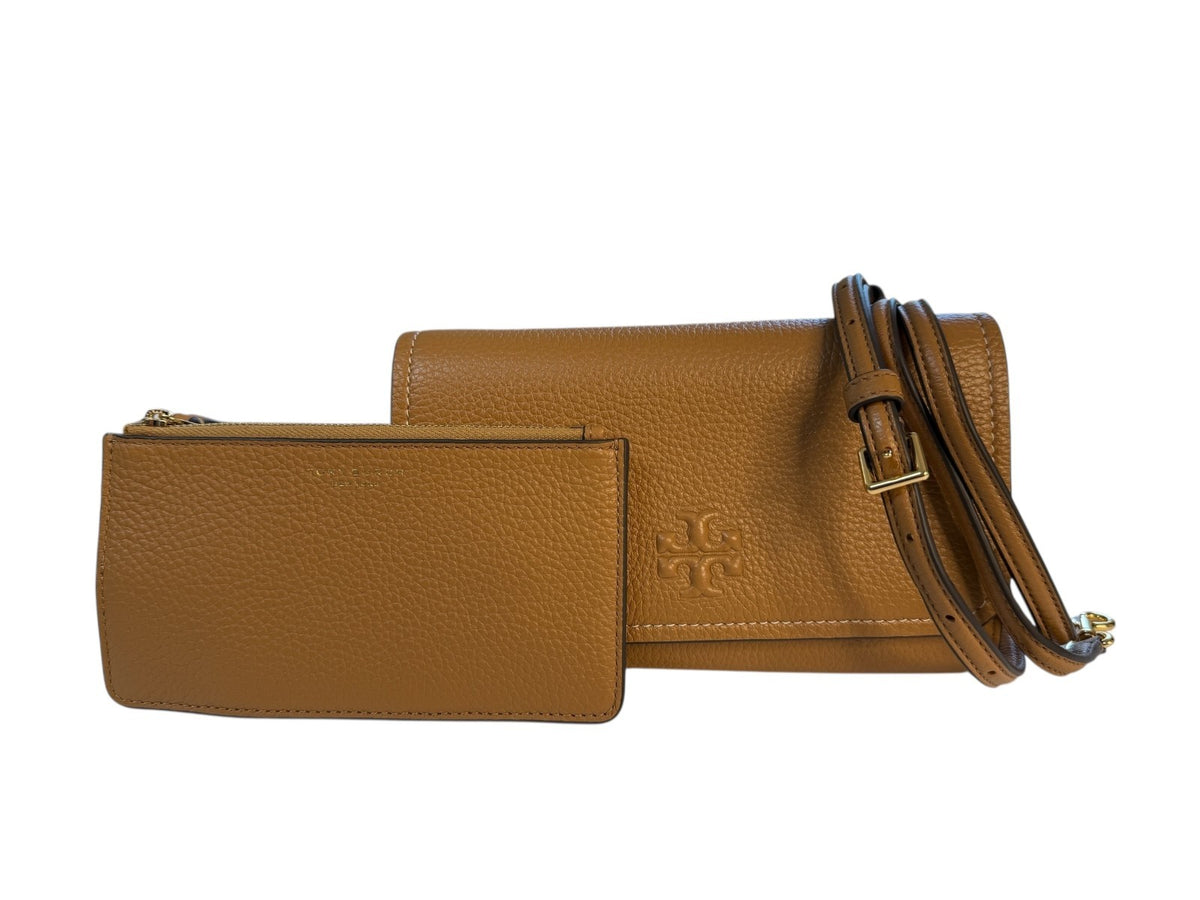 Tory Burch Thea Pebbled Leather With Gold-tone Hardware Crossbody & Wallet