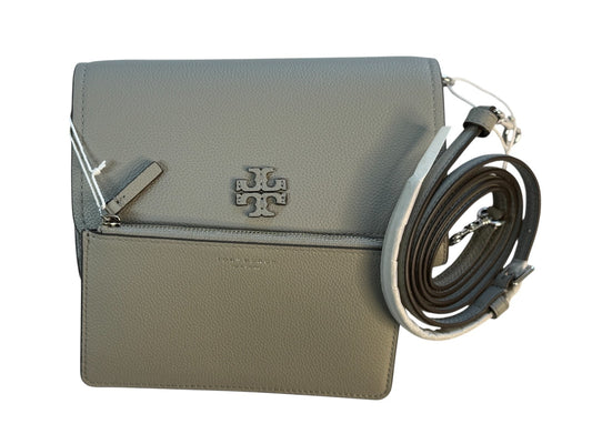 Tory Burch Thea Pebbled Leather w Silver tone Hardware Crossbody & Wallet Grey