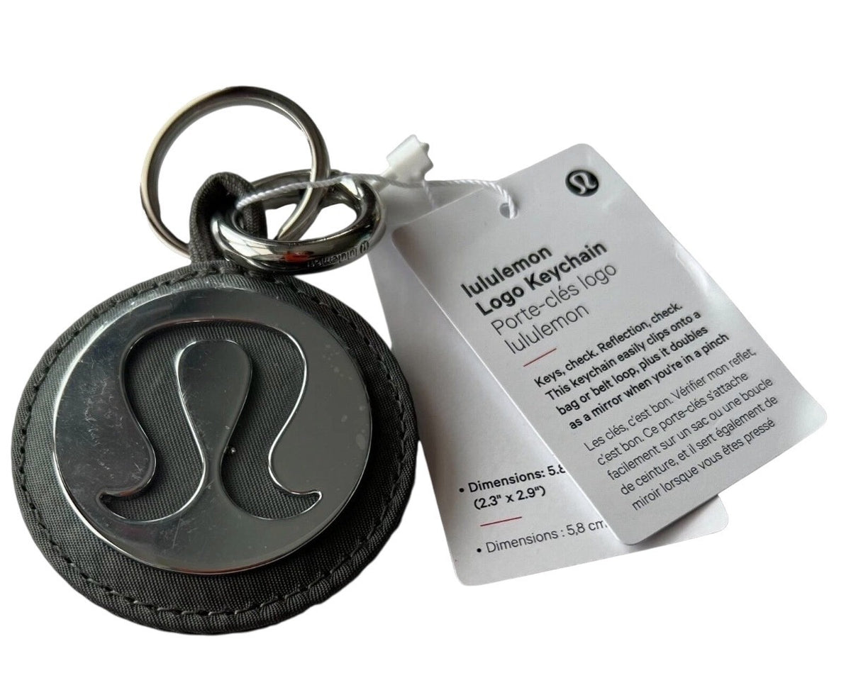 New Lululemon Logo Keychain Silver/Black New