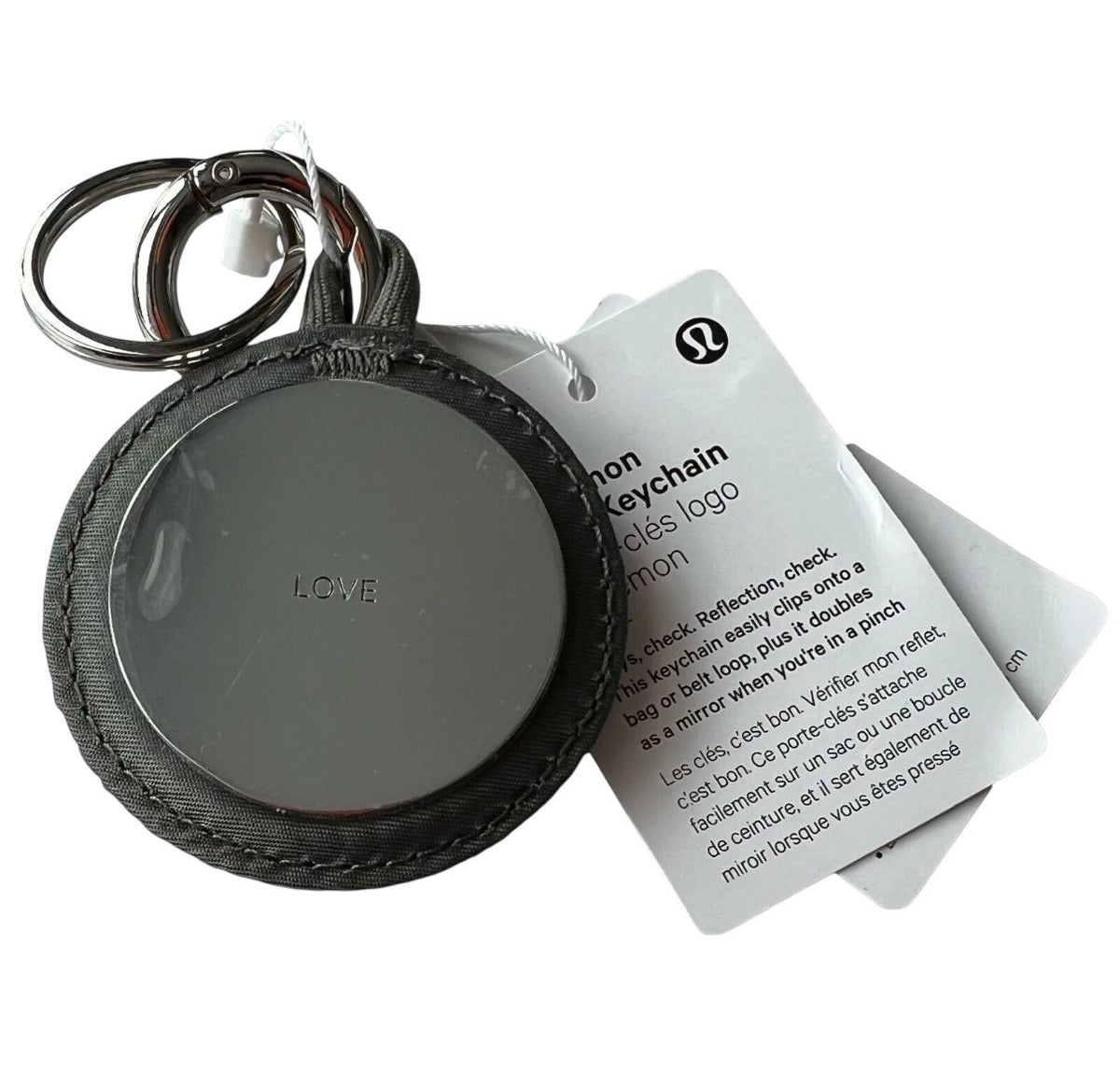 New Lululemon Logo Keychain Silver/Black New