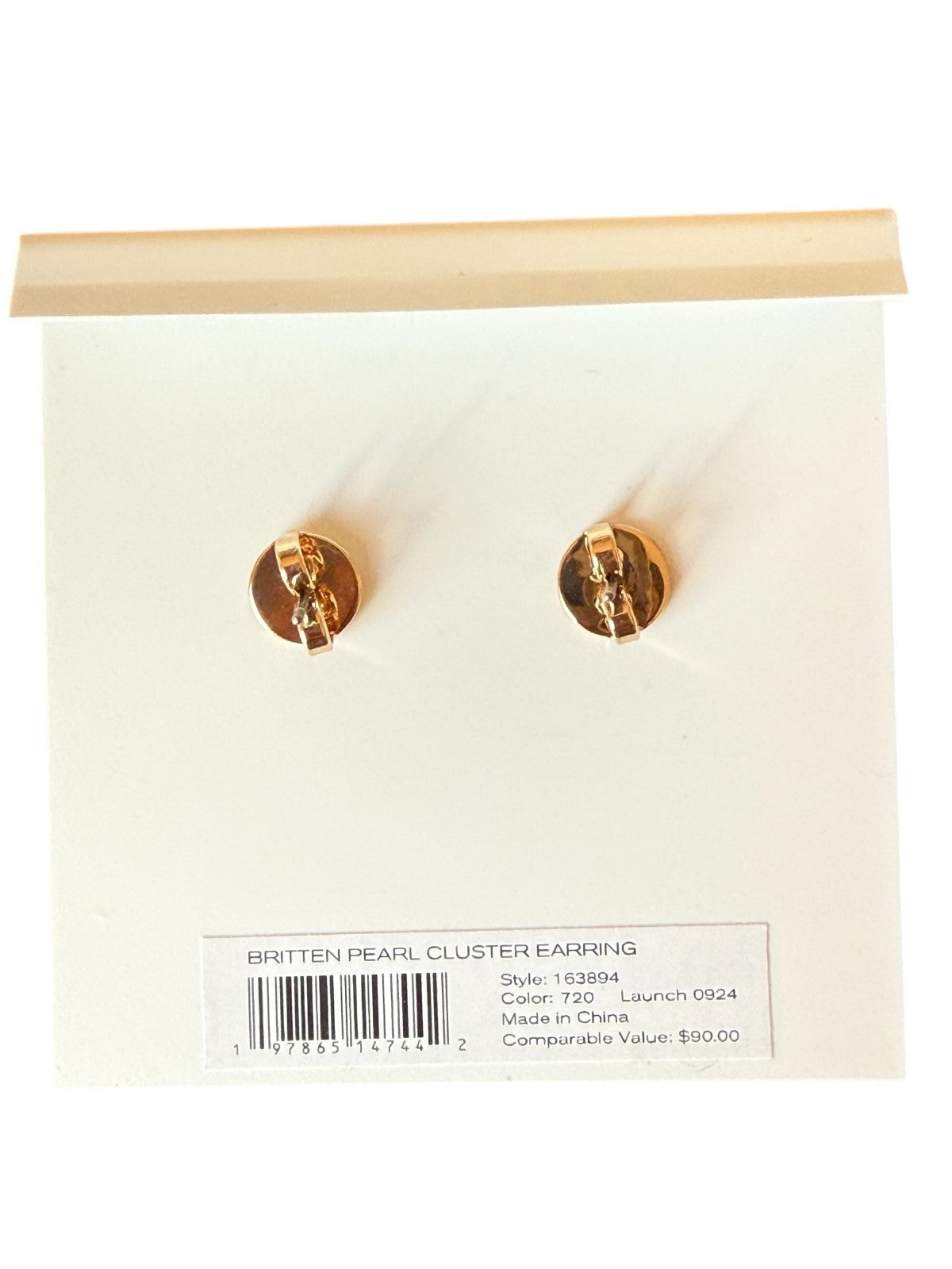 NWT Tory Burch Britten Pearl Cluster Stud Earrings MSRP $90
