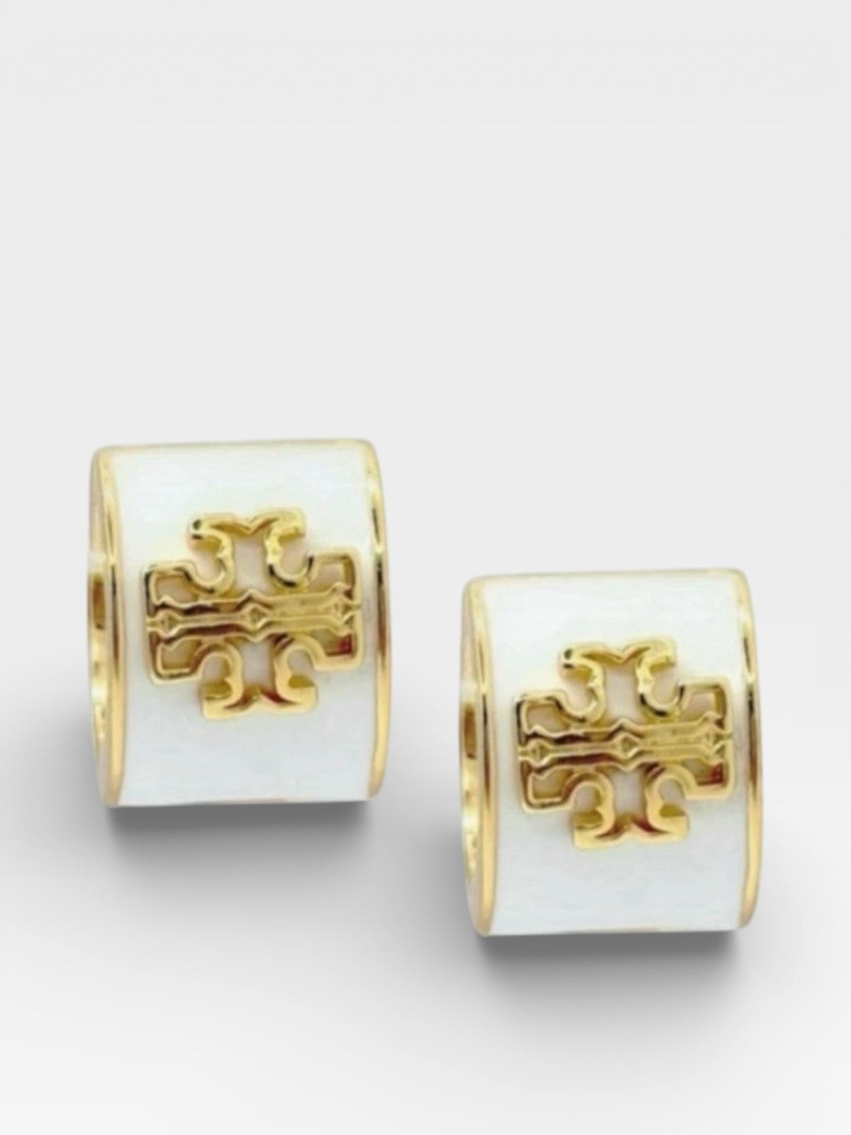 Tory Burch Britten Enamel Huggie White NWT