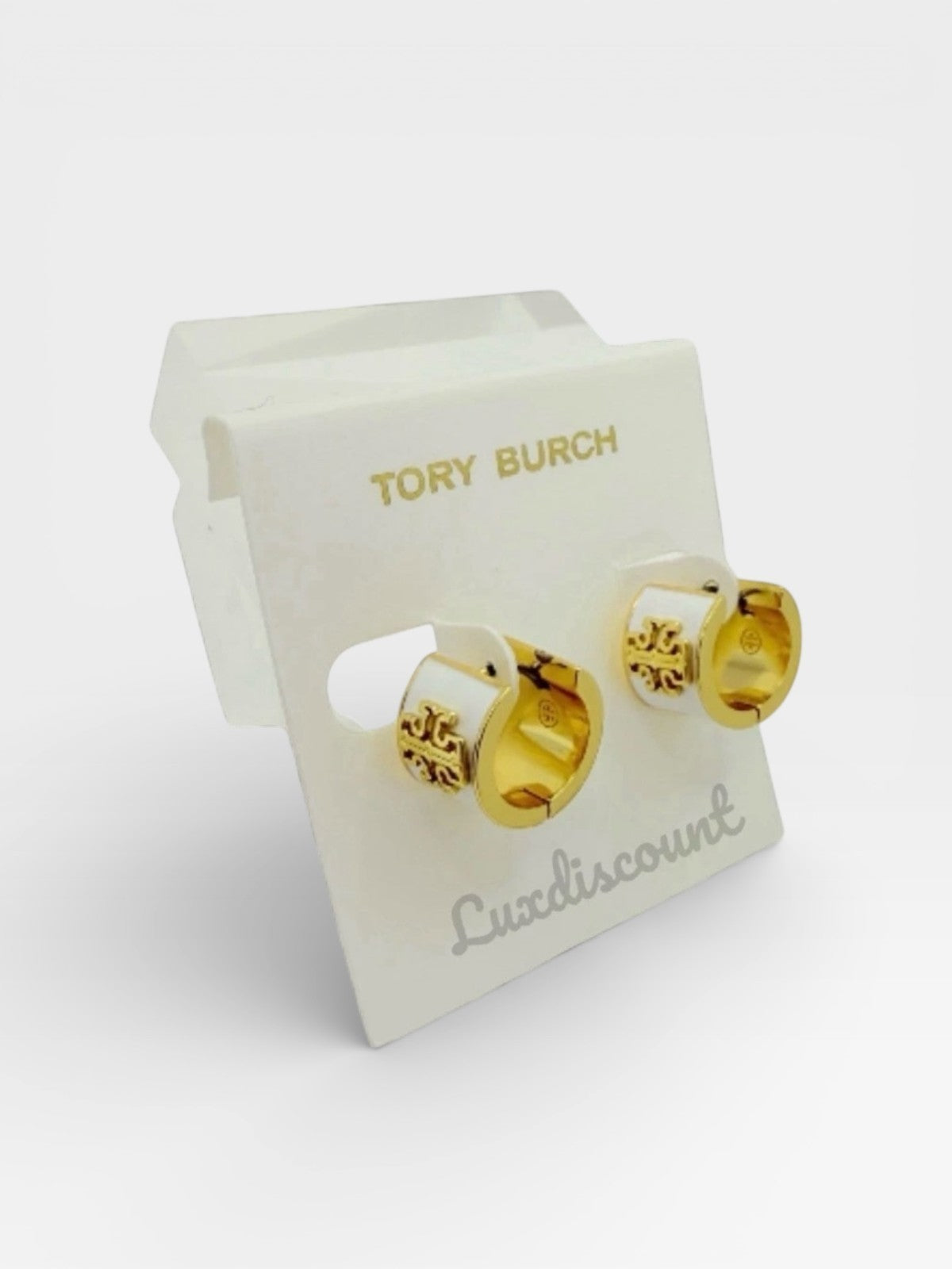 Tory Burch Britten Enamel Huggie White NWT