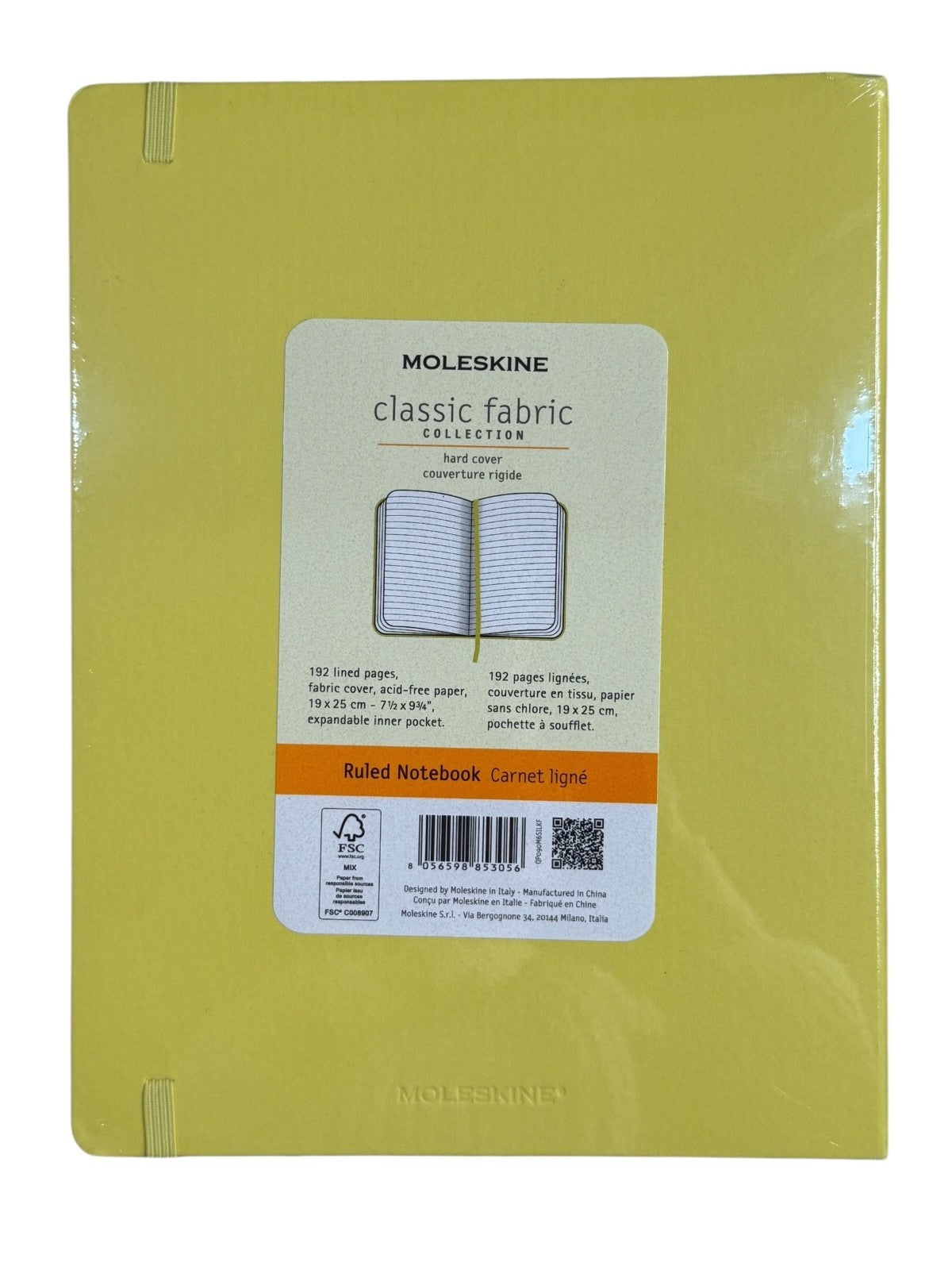 Moleskine Classic Fabric Collection Ruled Notebook XL 7.5×9.75″ Yellow