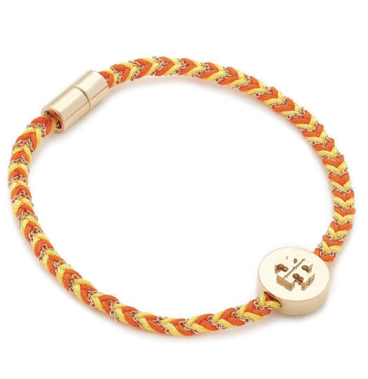 Tory Burch Kira Braided Bracelet Orange Yellow NWT MSRP $78